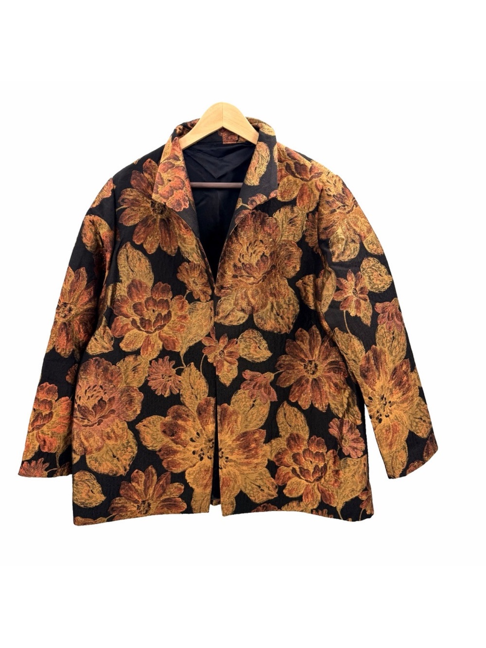 Vintage Custom Hand Made Silk Jacquard Floral Blazer Evening Jacket Womens 2X